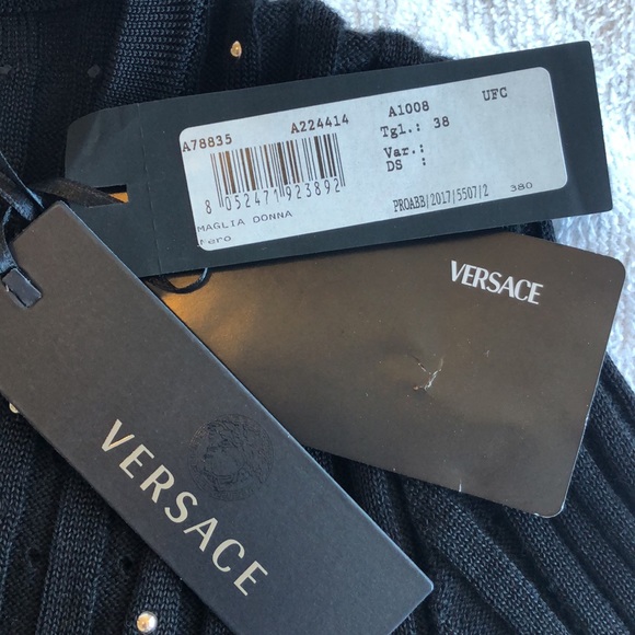 Versace Ribbed Knit Top with Studs Size EU 38 / 160 Authentic - Picture 5 of 16